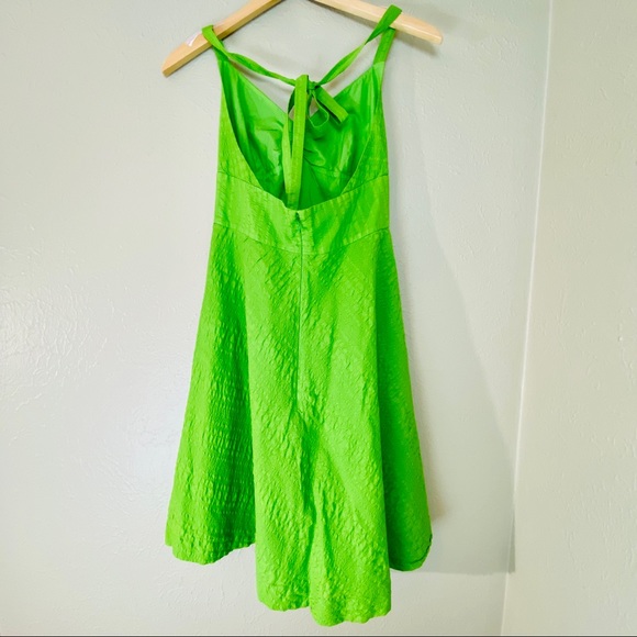 J CREW Green Halter Dress Cotton Sun Dress Size 4 Fit & Flare vacation wedding - Picture 9 of 9